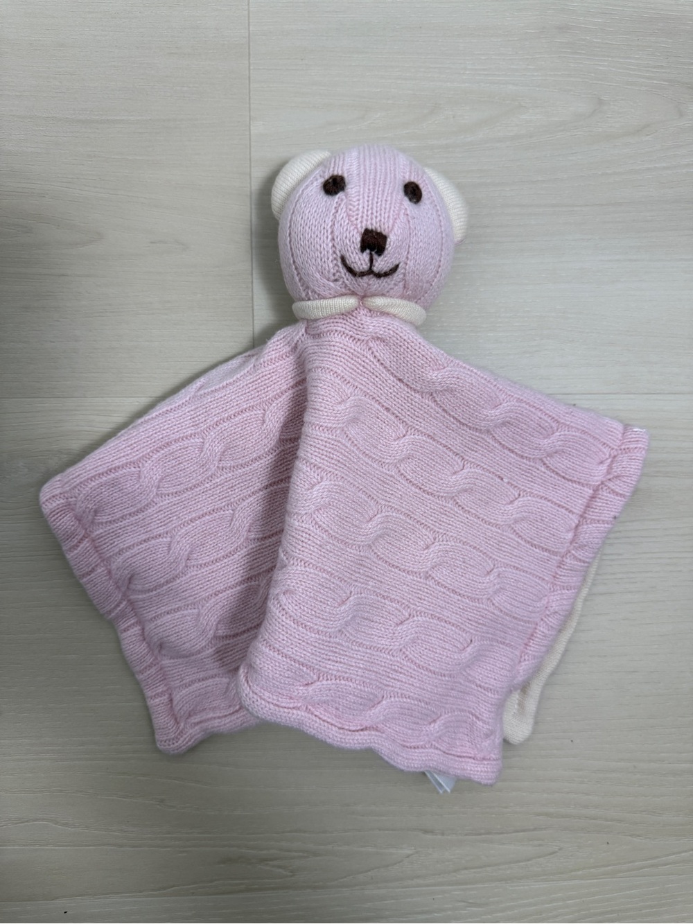 Ralph Lauren Pink Cable Knit Baby Lovey with Plush Bear